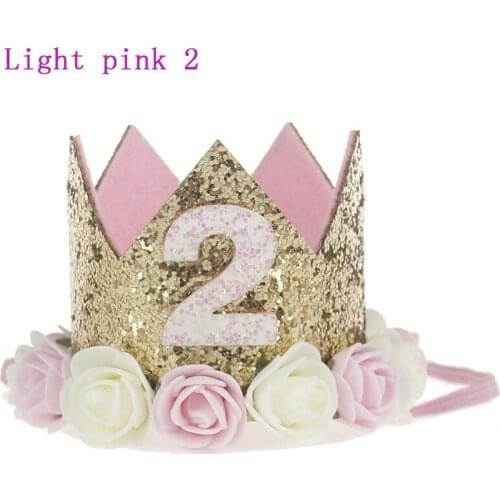 Small Baby Birthday Flower Crown Hat Number Flower Hair Bands Crown Number 1-2-3 For Baby Birthday Headwear Party Gifts