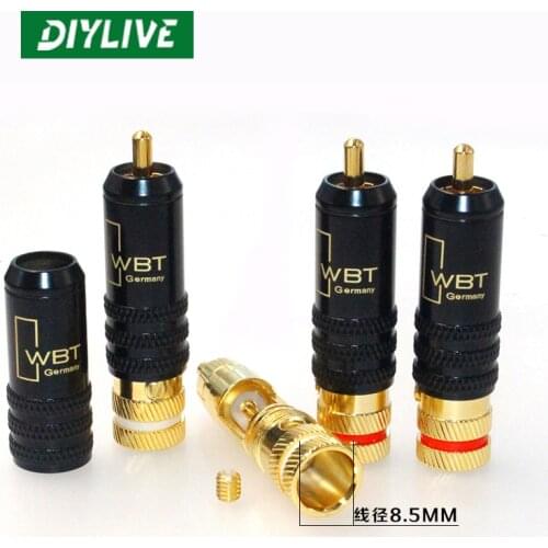 DIYLIVE Hifi 4PCS WBT-0144 Gold plated signal wire plug RCA lotus head fever audio head power amplifier signal plug