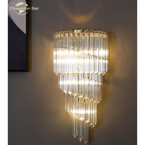 Postmodern Romantic LED Crystal Wall Lamp for Staircase Corridor Bedroom Living Room Nordic Spiral Lustre Indoor Lamp