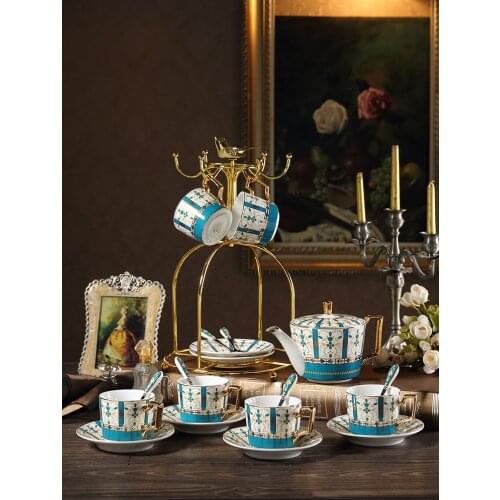 Luxury Coffee Cup Set European Bone China Coffee Cup and Saucer Set Royal Luxury Handmade Porcelain Tea Set