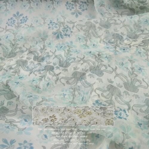 Silk Georgette Chiffon Fabric Dress Two-Tone Horizontal Pattern Lightweight Skirt Shirt DIY Patchwork Tissue