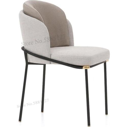 Light Luxury Dining Chair Home Negotiation Wrought Iron Chair Italian Post-modern Minimalist Book Chair Minimalist Restaurant Ba