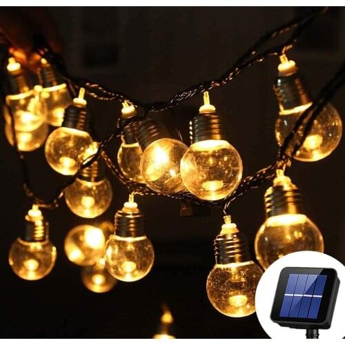 Solar Powered 10/20/30 LED G50 Globe String Fairy Lights Festoon Ball Christmas Lights for Garden Yard Home Party Wedding Decor
