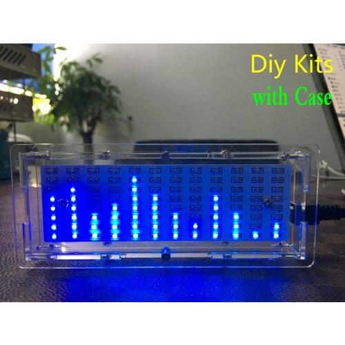 Blue LED Music Spectrum Analyzer Audio Level Indicator MP3 PC Amplifier Indicator Module Diy Kits With Case