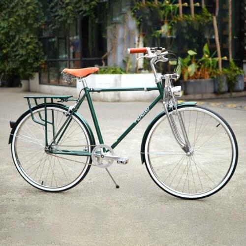 Tsunami Bicycle Frame Chrome Molybdenum Steel Shock Absorption Front Fork 26 Inch 700C Wheel Gark Green Retro Bike Frameset