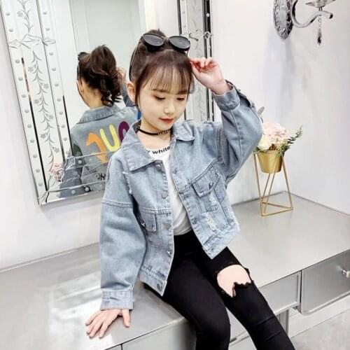 Spring Denim Coat Blue Jean Jacket 2021 Korean Baby Girl Kids Clothes Jackets For Teens Girls Women Clothing Childrens Outwear