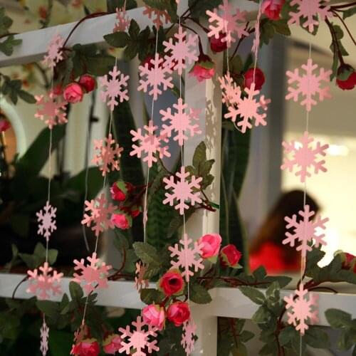 1pc Snowflake Flag String 4M Winter Christmas Party Home Decoration Color Card + Mirror Card Christmas Kindergarten Party Decor
