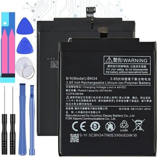 BN34 Replacement Battery for Xiaomi Redmi 5A Xiao mi Redmi5A 2910mAh BN 34 BN-34 with Track Code