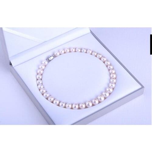Women gift word Jewelry Silver Clasp 17INCH AAAA 10-11mm Natural south sea genuine WHITE round pearl necklace
