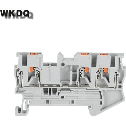 10pcs Phoenix Type DIN RAIL Wiring Connector PT2.5-TWIN Din Rail Combined Push In Spring Screwless Terminal Block PT-2.5-3