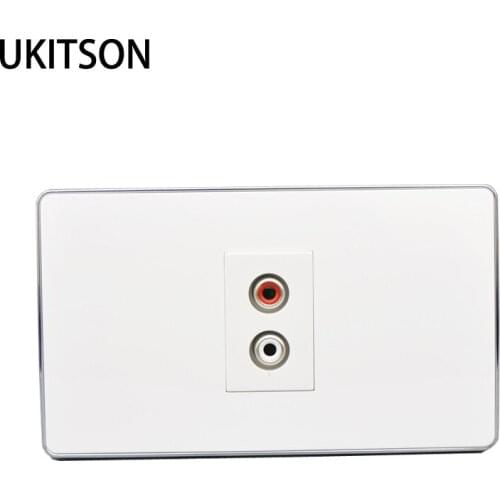 120mm 2 Ports Audio Plug Red White Insert Socket Wall Panel For Sound System Outlet