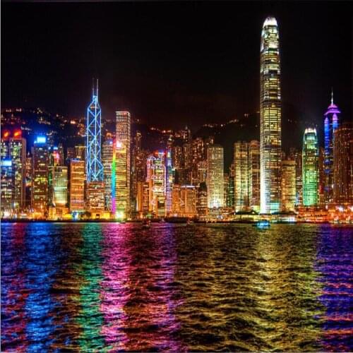 Beibehang 3d mural decor photo backdrop Photographic large mural Hong Kong night hotel restaurant wall painting murals