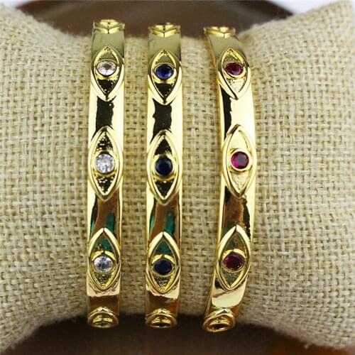 5pcs/lot New design plated cz bangle,colorful eye shape big single bangle,popular plated bracelet cheap wholesale