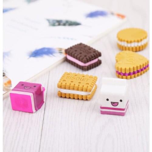 6pcs/set Kawaii Rubber Cake Dessert Cup Eraser Set For Kids Novelty Stationery