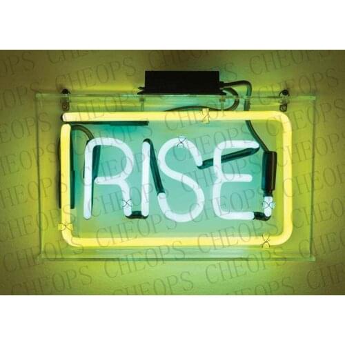Rise Acrylic Box Gift Neon Signs Real Glass Tube Beer Bar Pub Bedroom Wall Homeroom Girlsroom Party Decor Lamp 14"x5"