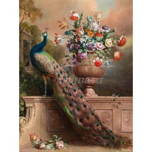 New Full Square/Round Drill 5D DIY Diamond Painting "Peacock flower"3D Embroidery Cross Stitch Kits Mosaic Home Decoration TY489