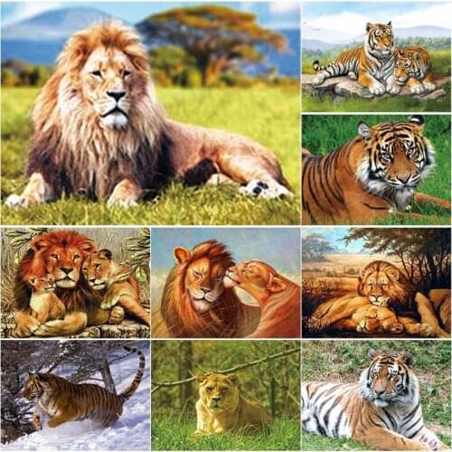 New DIY 5D Diamond Embroidery Full Square Round Drill Tiger Cross Stitch Animal Scenery Diamond Painting Mosaic Home Decor Gift