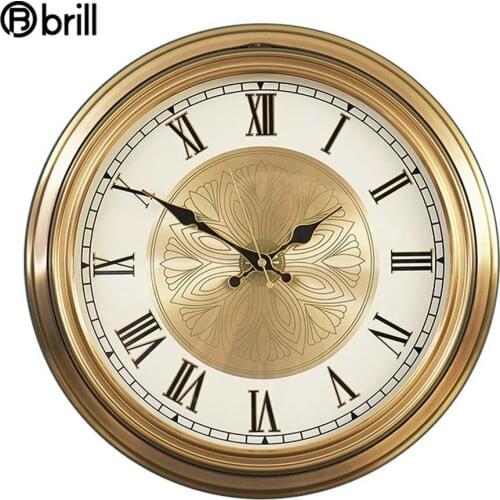 American Luxury Metal Creative Large Wall Clock Gold Metal Retro 3d Wall Clocks Fashion Wall Decorations Living Room