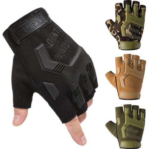 Combat Tactical Half Finger Soft Knuckle Gloves Military Army Fingerless Airsoft Bicycle Outdoor Sports Shooting Hunting Gloves