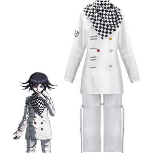 Danganronpa V3 Kokichi Oma President Cosplay Costume Full Set Zentai Scarf Cloak Uniforms Anime Clothes Figure Disfraz Halloween