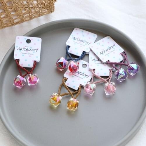 2PCS Cute New Candy Block Princess Headwear Kids Elastic Hair Bands Children Ropes Girls Accessories Baby Headdress