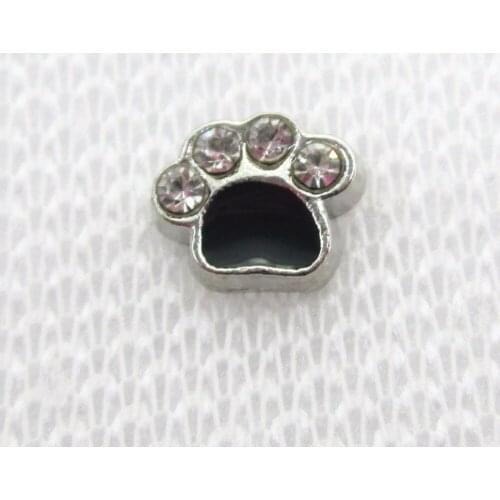 Hot selling 50pcs/lot Crystal dog paw charm floating charms living glass memory lockets diy jewrlry floating charms