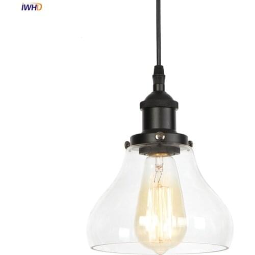 IWHD Loft Decor Industrial Vintage lighting Bedroom Dinning Living Room Glass Edison Pendant Lights Fixtures Lamparas Colgantes