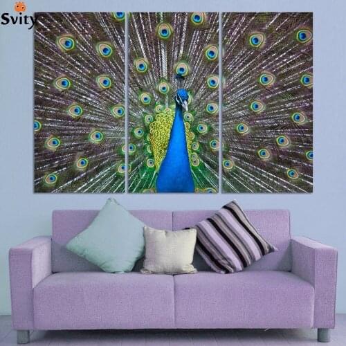 Classic luxury Art Deco painting canvas modern canvas picture peacock painting home decoration bedroom framed canvas painting