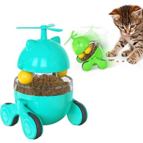 Cat Food Treat Ball Leaking Food Interactive ABS Windmill Propeller Pet Tumbler Toy for Kitten