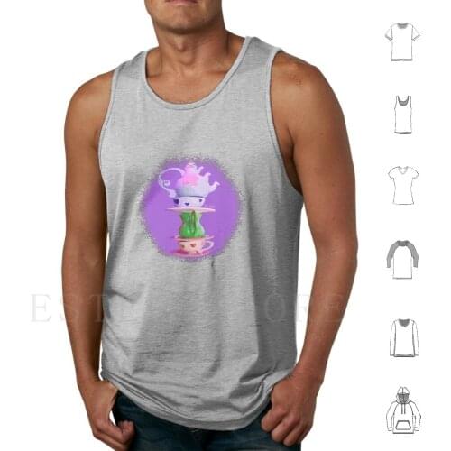 Tea Time Circle Tank Tops Vest Sleeveless Alice In Coffee Were All Mad Mad Alice Party Teapot Teacups Tea Party