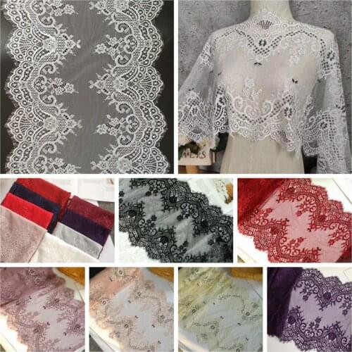 3Meter/Lot 18Colors Nylon eyelash lace trim width 35CM underwear wedding lengthening dress diy clothing lace fabric accessories