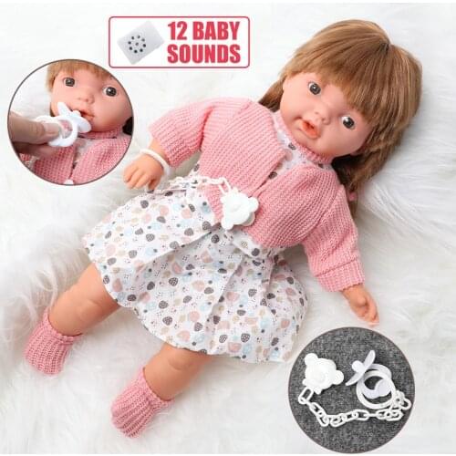 40.5cm Realistic long hair bebe reborn doll 16 inch simulation Fashion clothes twin newborn sound Soft silicone toys for girl