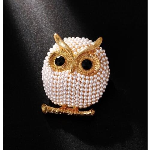Cute Owl Pearl Animal Brooch Womens Party Wedding Decoration Christmas Ornament Pin