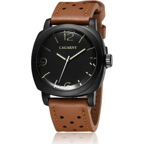 Cagarny Leather Band Men Watch Man Top Brand Luxury Wristwatch Male Clock Waterproof Quartz Watches Relogio Masculino DropShip