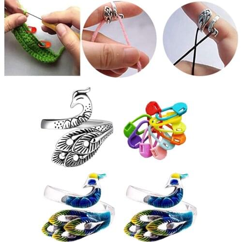 3x Crochet Ring Kit Adjustable Knitting Loop Knitting Accessories Gifts for