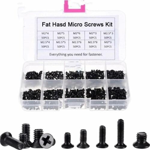 M2 M2.5 M3 KM Screw Flat Head Phillips Screws Set Kit 250 to 500Pcs for computer small screw panel potentiometer