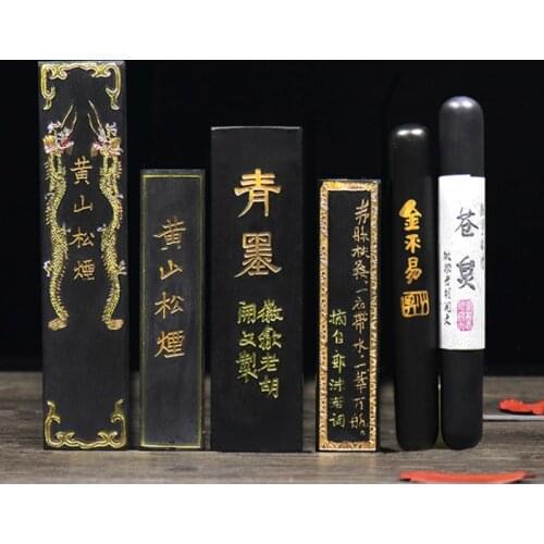 Natural Pure Pine Soot Ink Stick Chinese Traditional Painting Grinding Ink Calligraphy Writing Learning Inker for Ink Stone