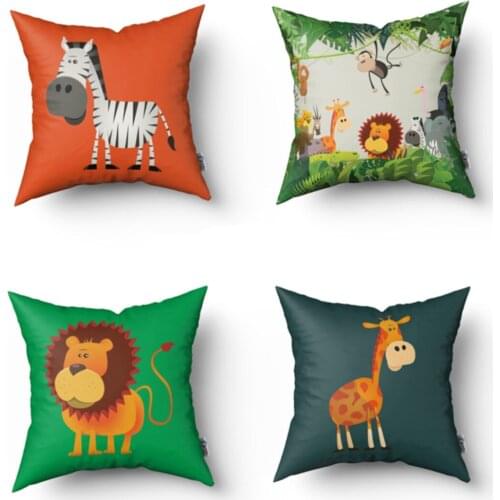 Safari Themed Digital Print 4 Piece Pillowcase Kids Room Decor Products Stylish 2021 Fashion Children Pillow Cases