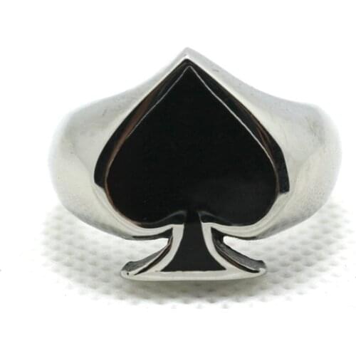 New Fashion Ring 316L Stainless Steel Men Boys Cool Spades Ring Gothic Party Ring