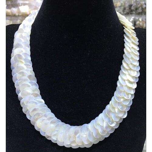 Free Shipping Fashion Jewelry White Mother of pearl Shell Round Beads Necklace 17" FG8872