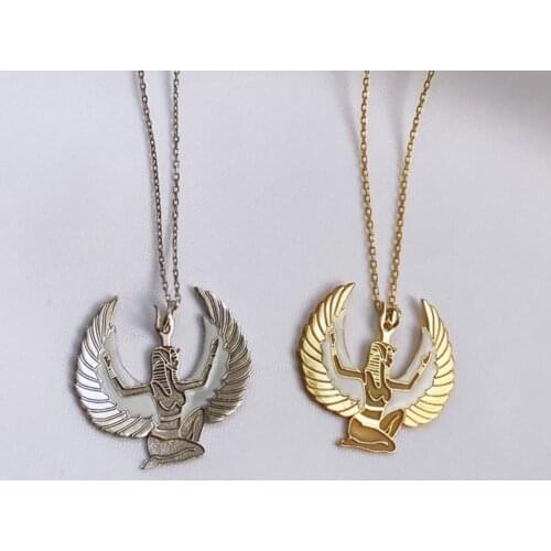 Winged Goddess Isis Necklace ,Goddess Isis Egyptian Necklace African Jewelry |Egyptian Jewelry | Goddess Necklace