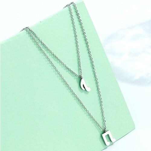 New Music Note Heart of Treble and Bass Clef Necklace Women Infinity Love Charm Pendant 2 layer Necklace Stainless Steel Jewelry