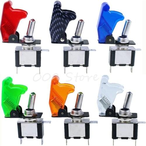 Auto Boat Truck Illuminated Led Toggle Car Switch With Safety Aircraft Flip Up Cover Guard Red Blue Green Yellow White 12V20A TM
