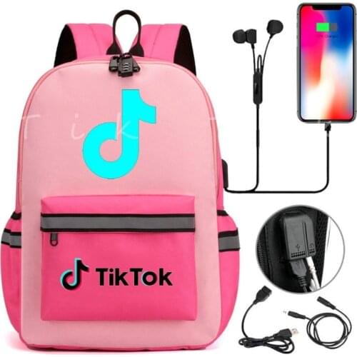 Tik Tok student backpack boy girl school bag children school bag USB charging student school gift