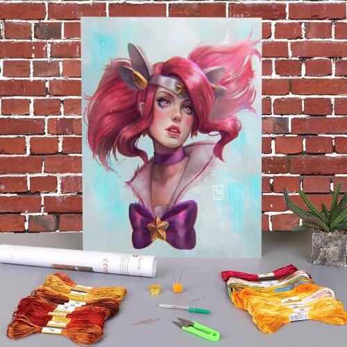 Cartoon Girl Woman Printed 11CT Cross-Stitch Patterns DIY Embroidery DMC Threads Handicraft Sewing Handmade Painting Magic