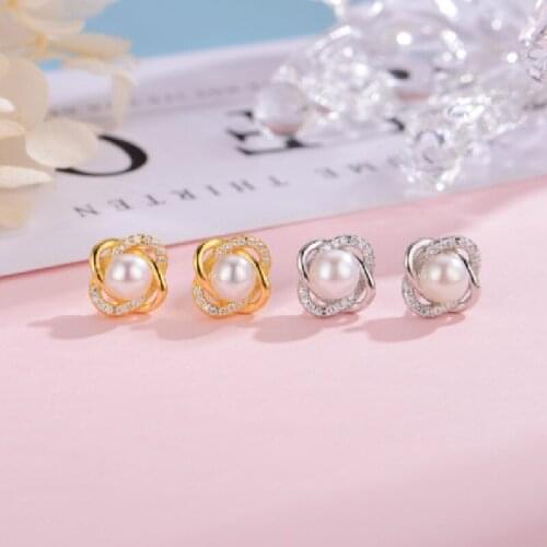 S925 Sterling Silver Inlaid AAAAA Zircon Natural Freshwater Pearl Earrings Vintage French Elegant Sweet Earrings