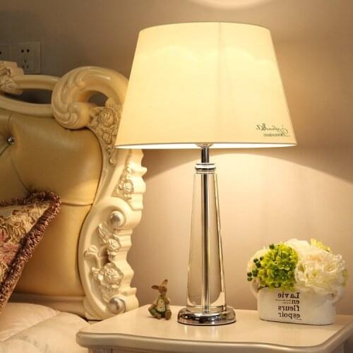 Modern Crystal Bedroom Table Lamp Fabric Lampshade Living Room Decoration Abajur Table lamp For Bedroom Lamparas De Mesa
