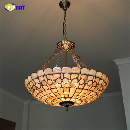 FUMAT Modern Pendant Ceiling Lamps Shell Tiffany Shade Pendant Light LED Chandeliers Kitchen Hanging Lighting Fixture Lights