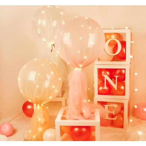 QIFU LED Bobo Balloon Stand With Tulle Luminous Balloon 1st Birthday Party Decorations Kids Wedding Party Valentines Day Gifts