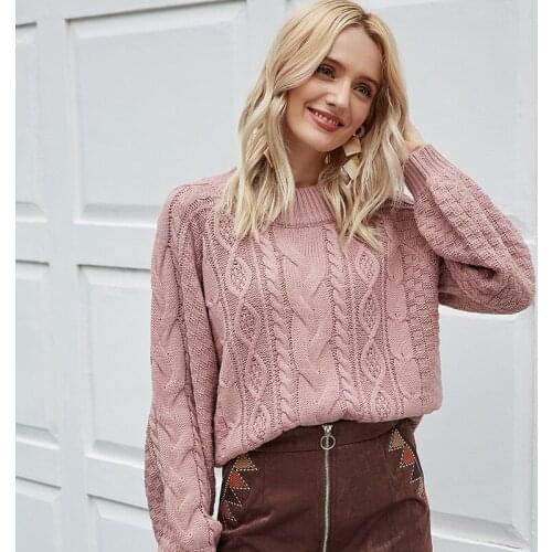 Autumn and winter sweater new round neck pullover ladies sweater long-sleeved loose top